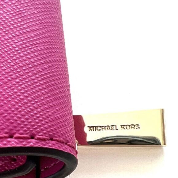 Michael Kors Greenwich Medium Envelope Trifold Leather Wallet- Wild Berry - Picture 7 of 11